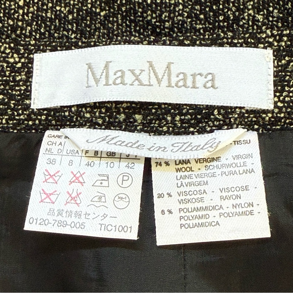 MAXMARA CREAM BLACK SPECKLE PRINT HIGH WAISTED MIDI PENCIL SKIRT - Picture 10 of 11